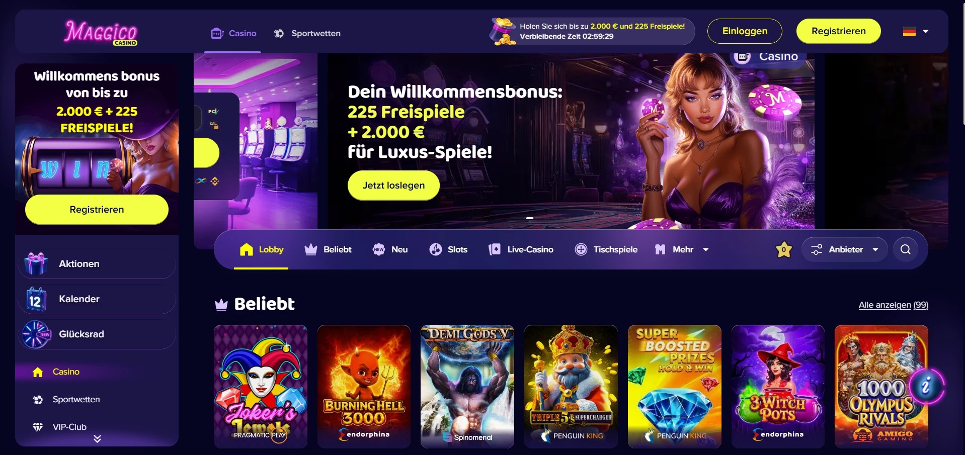 Maggico Casino main page